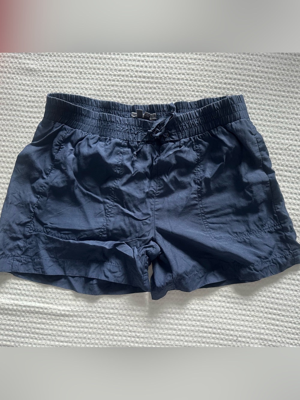 Vince Navy Blue High-Waist Drawstring Shorts